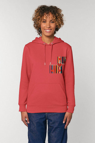 Red Love Heart Graphic Hoodie, Heavyweight, from organic cotton blend