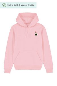 Cotton Pink Floral Printed Hoodie, Heavyweight, from organic cotton blend