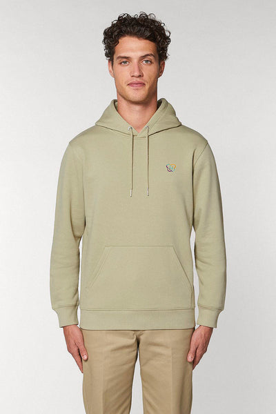Sage green Embroidered BHappy Logo Hoodie, Heavyweight, from organic cotton blend, Unisex, for Women & for Men 
