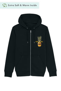 Black Men Cool Graphic Zip Up Hoodie, Heavyweight, from organic cotton blend