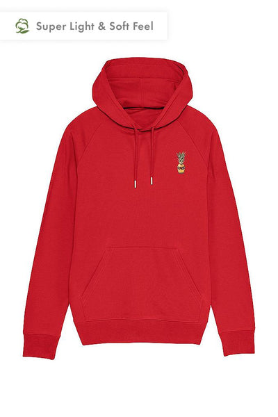 Red Men Cool Pineapple Hoodie, Medium-weight, from organic cotton blend