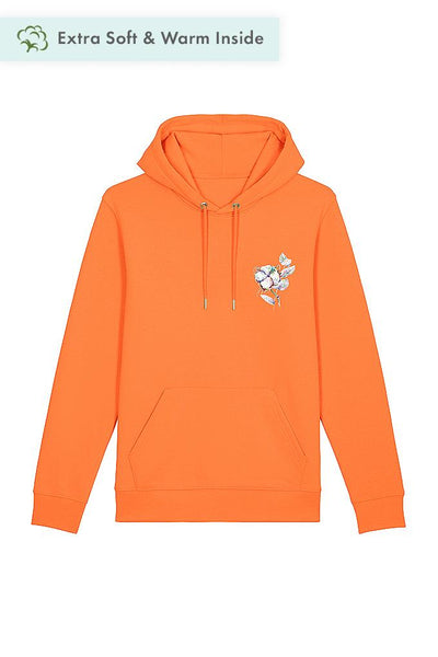 Orange Organic Cotton Printed Hoodie, Heavyweight, from organic cotton blend, Unisex, for Women & for Men 