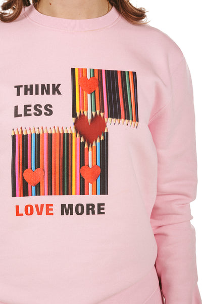 Cotton Pink Love More Graphic Sweatshirt, Heavyweight, from organic cotton blend