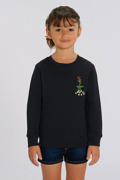 Black Girls Floral Printed Sweatshirt, Medium-weight, from organic cotton blend