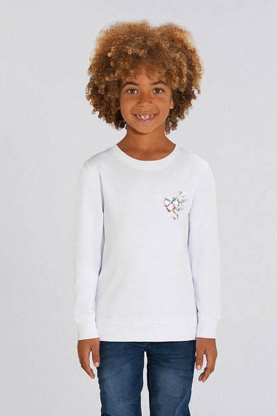 White Kids Organic Cotton Printed Sweatshirt, Medium-weight, from organic cotton blend, for girls & for boys 