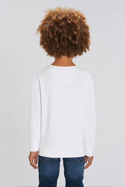 White Kids BHappy Logo Sweatshirt, Medium-weight, from organic cotton blend, for girls & for boys 