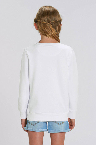 White Girls Floral Printed Sweatshirt, Medium-weight, from organic cotton blend
