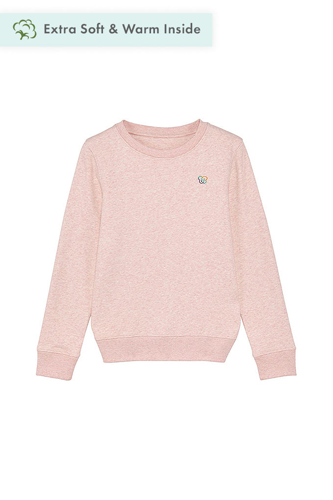 Light Pink Kids BHappy Logo Sweatshirt, Medium-weight, from organic cotton blend, for girls & for boys 