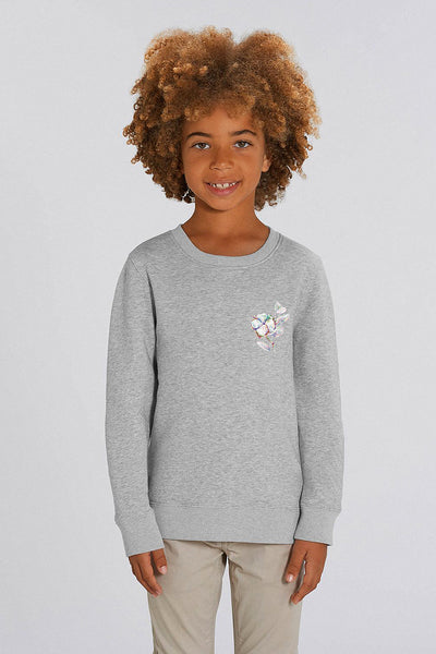 Grey Kids Organic Cotton Printed Sweatshirt, Medium-weight, from organic cotton blend, for girls & for boys 