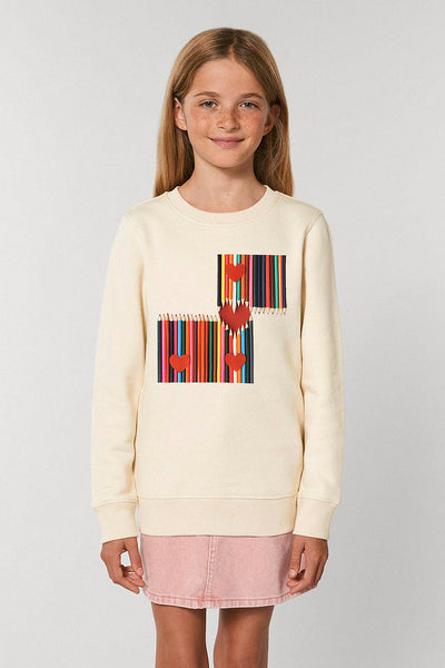 Beige Kids Love Heart Graphic Sweatshirt, Medium-weight, from organic cotton blend, for girls & for boys 