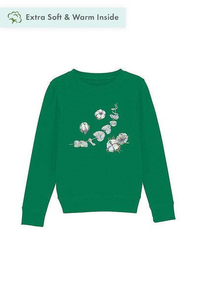 Green Kids Organic Cotton Graphic Sweatshirt, Medium-weight, from organic cotton blend, for girls & for boys 