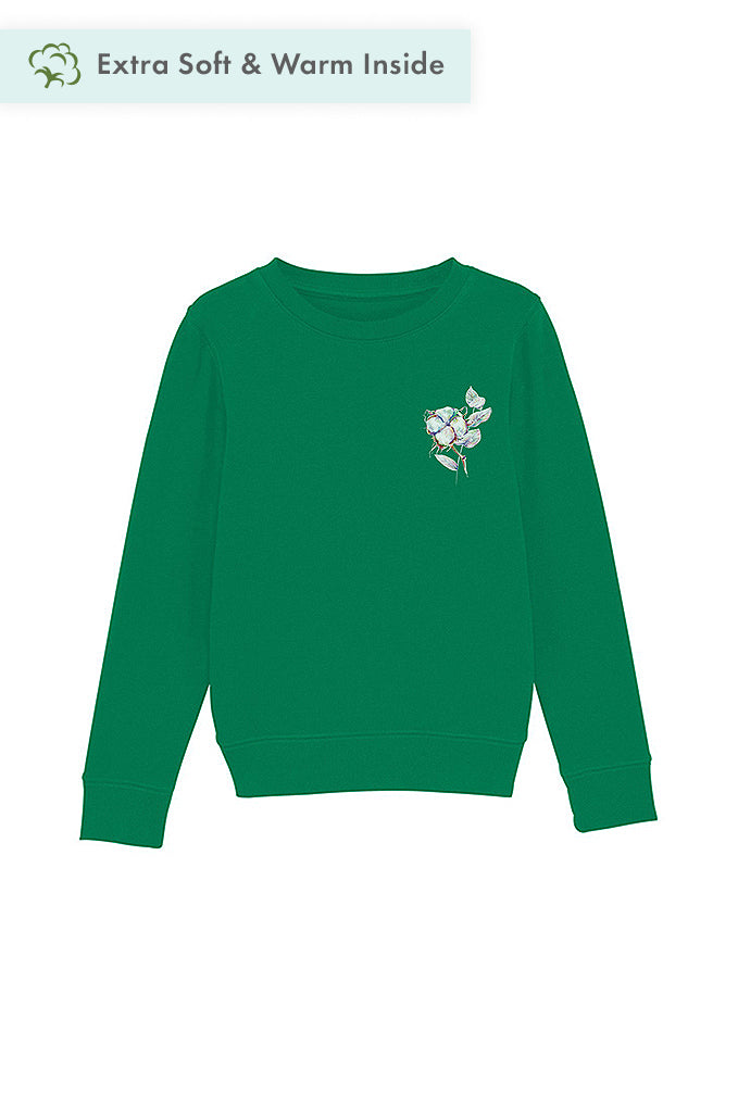 Green Kids Organic Cotton Printed Sweatshirt, Medium-weight, from organic cotton blend, for girls & for boys 