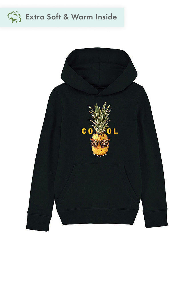 Black Kids Cool Graphic Hoodie, Medium-weight, from organic cotton blend, for girls & for boys 