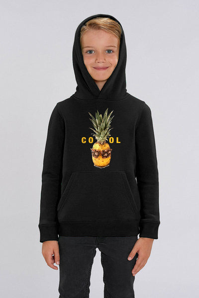 Black Kids Cool Graphic Hoodie, Medium-weight, from organic cotton blend, for girls & for boys 