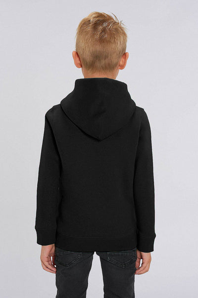 Black Kids Organic Cotton Printed Hoodie, Medium-weight, from organic cotton blend, for girls & for boys 