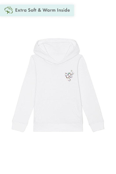 White Kids Organic Cotton Printed Hoodie, Medium-weight, from organic cotton blend, for girls & for boys 