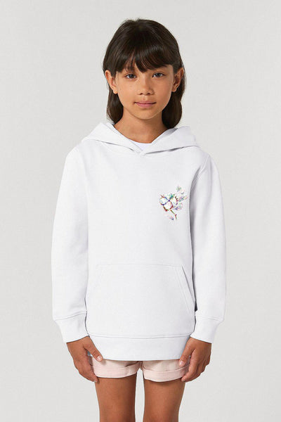 White Kids Organic Cotton Printed Hoodie, Medium-weight, from organic cotton blend, for girls & for boys 