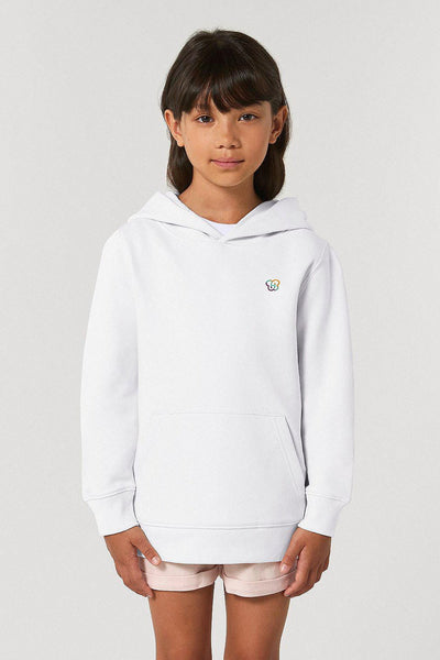 White Kids Embroidered Logo Hoodie, Medium-weight, from organic cotton blend, for girls & for boys 