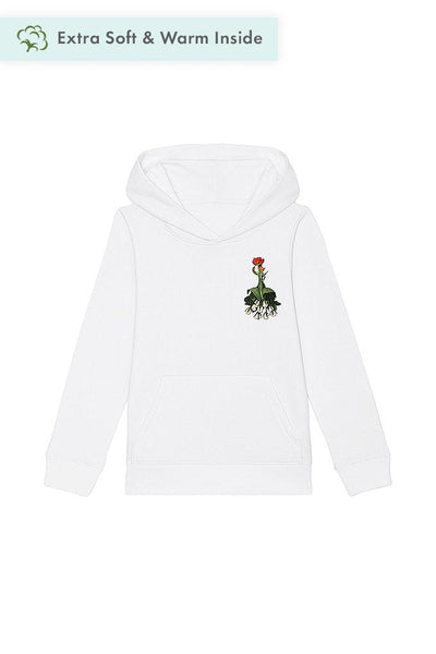 White Girls Floral Printed Hoodie, Medium-weight, from organic cotton blend