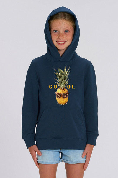 Navy Kids Cool Graphic Hoodie, Medium-weight, from organic cotton blend, for girls & for boys 