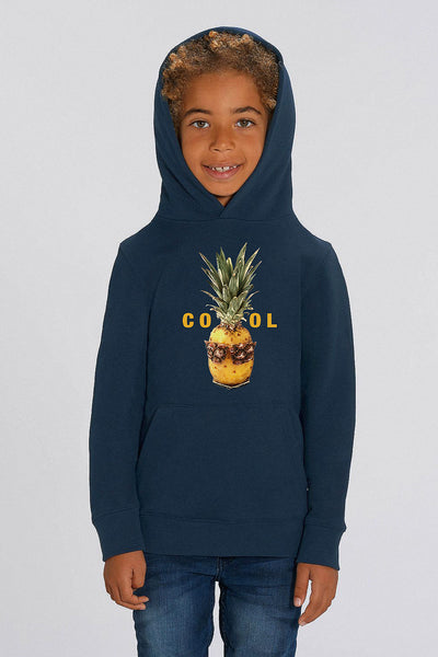 Navy Kids Cool Graphic Hoodie, Medium-weight, from organic cotton blend, for girls & for boys 
