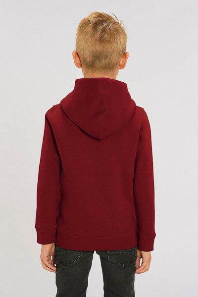 Burgundy Kids Love Heart Graphic Hoodie, Medium-weight, from organic cotton blend, for girls & for boys 
