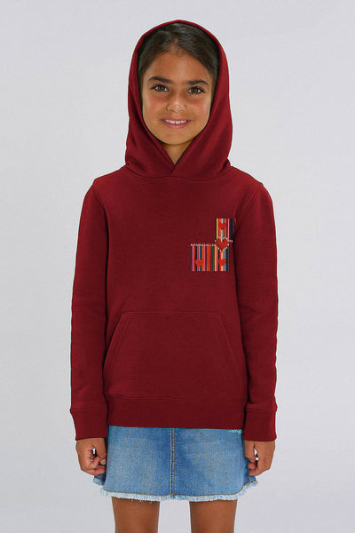 Burgundy Kids Love Heart Printed Hoodie, Medium-weight, from organic cotton blend, for girls & for boys 