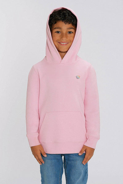 Cotton Pink Kids Embroidered Logo Hoodie, Medium-weight, from organic cotton blend, for girls & for boys 