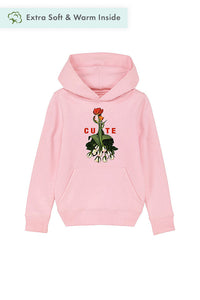 Cotton Pink Girls Cute Floral Graphic Hoodie, Medium-weight, from organic cotton blend
