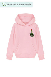 Cotton Pink Girls Floral Printed Hoodie, Medium-weight, from organic cotton blend