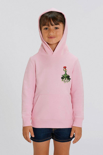 Cotton Pink Girls Floral Printed Hoodie, Medium-weight, from organic cotton blend