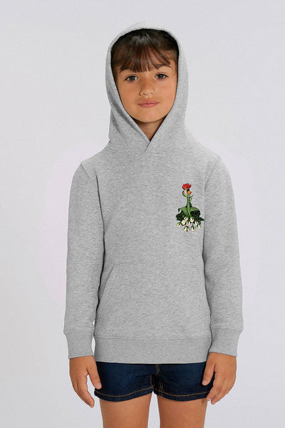 Grey Girls Floral Printed Hoodie, Medium-weight, from organic cotton blend