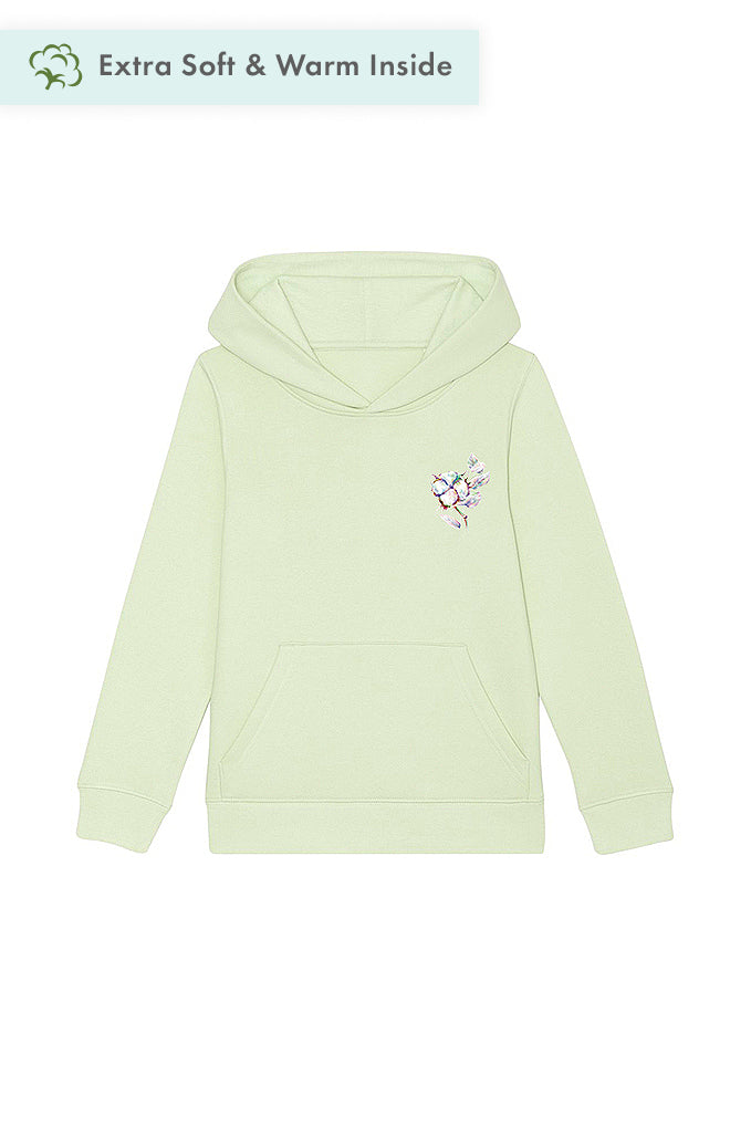 Light green Kids Organic Cotton Printed Hoodie, Medium-weight, from organic cotton blend, for girls & for boys 