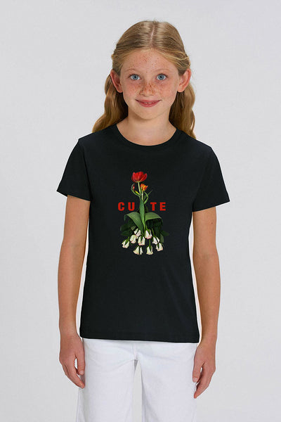 Black Girls Cute Floral Graphic T-Shirt, 100% organic cotton