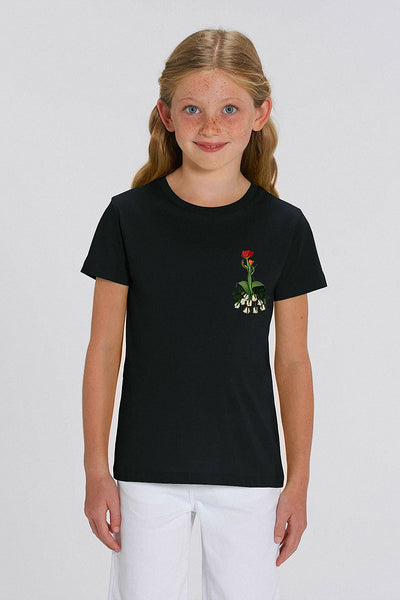 Black Girls Floral Crew Neck T-Shirt, 100% organic cotton