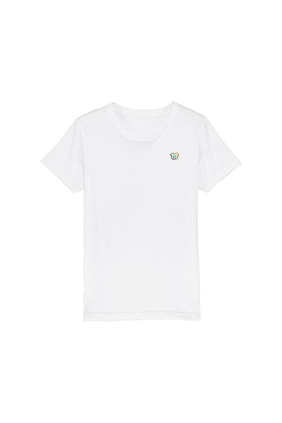 White Kids BHappy Logo Crew Neck T-Shirt, 100% organic cotton, for girls & for boys 