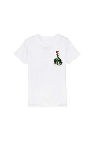 White Girls Floral Crew Neck T-Shirt, 100% organic cotton