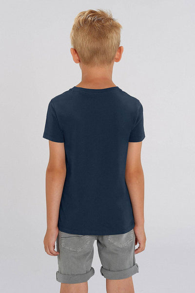 Navy Kids Orange Bicycle Crew Neck T-Shirt, 100% organic cotton, for girls & for boys 