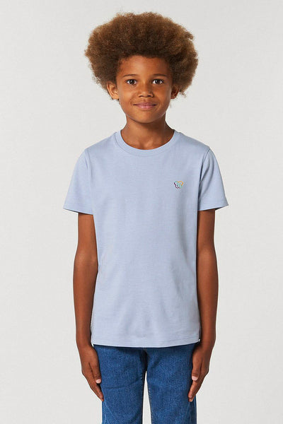 Light blue Kids BHappy Logo Crew Neck T-Shirt, 100% organic cotton, for girls & for boys 