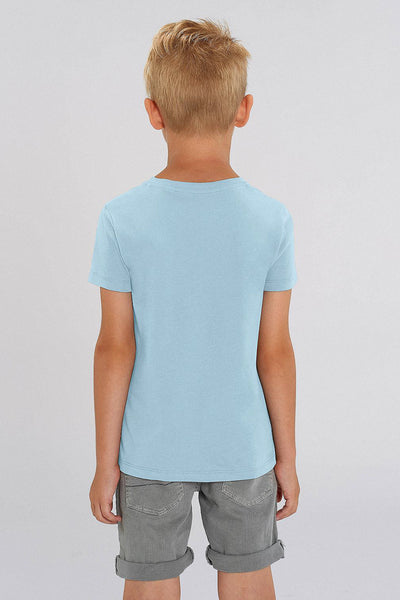 Light blue Kids Orange Bicycle Graphic T-Shirt, 100% organic cotton, for girls & for boys 