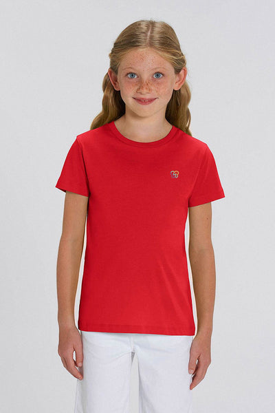 Red Kids BHappy Logo Crew Neck T-Shirt, 100% organic cotton, for girls & for boys 