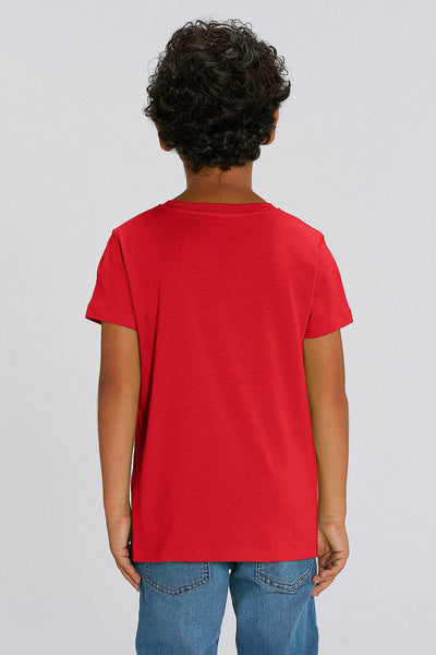 Red Kids BHappy Logo Crew Neck T-Shirt, 100% organic cotton, for girls & for boys 