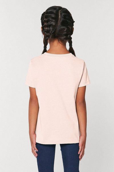 Light Pink Girls Floral Crew Neck T-Shirt, 100% organic cotton