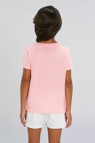 Cotton Pink Girls Floral Crew Neck T-Shirt, 100% organic cotton