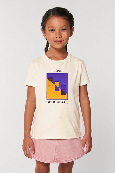 Beige Kids Chocolate Love Graphic T-Shirt, 100% organic cotton, for girls & for boys 