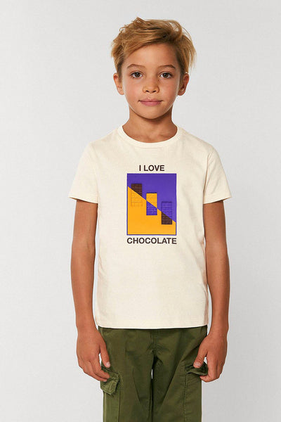 Beige Kids Chocolate Love Graphic T-Shirt, 100% organic cotton, for girls & for boys 