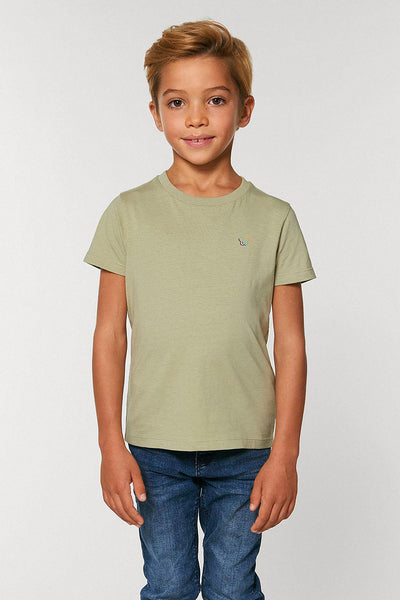 Sage green Kids BHappy Logo Crew Neck T-Shirt, 100% organic cotton, for girls & for boys 