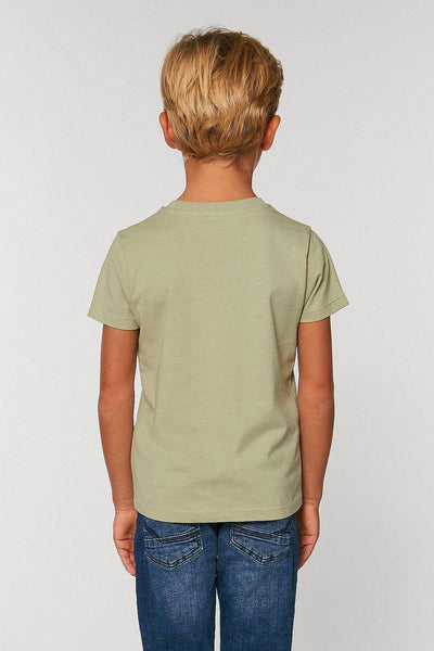 Sage green Kids Orange Bicycle Graphic T-Shirt, 100% organic cotton, for girls & for boys 