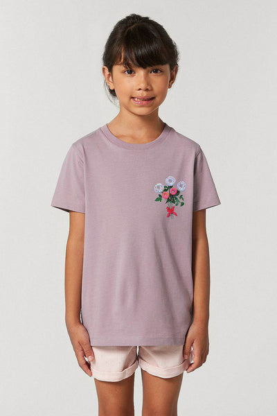 Lilac purple Girls Donut Flowers Graphic T-Shirt, 100% organic cotton
