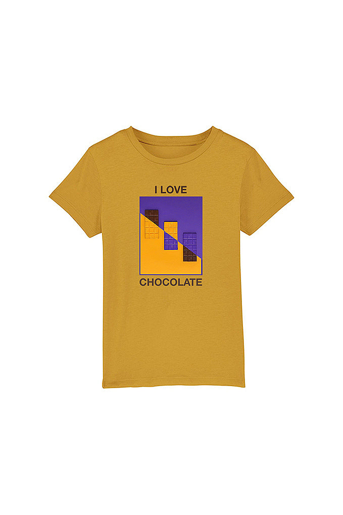 Yellow Kids Chocolate Love Graphic T-Shirt, 100% organic cotton, for girls & for boys 